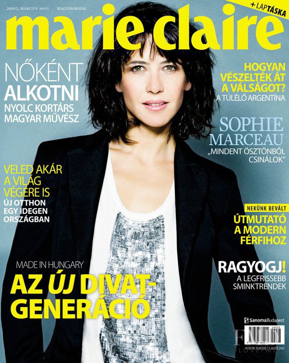 Sophie Marceau featured on the Marie Claire Hungary cover from March 2009