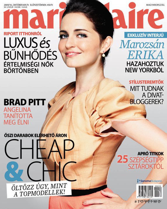 Erika Marozsán featured on the Marie Claire Hungary cover from October 2009