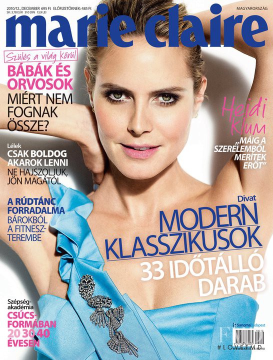 Heidi Klum featured on the Marie Claire Hungary cover from December 2010