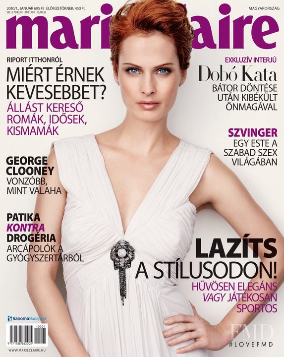Kata Dobó featured on the Marie Claire Hungary cover from January 2010