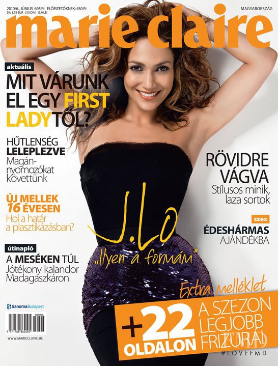 Jennifer Lopez featured on the Marie Claire Hungary cover from June 2010