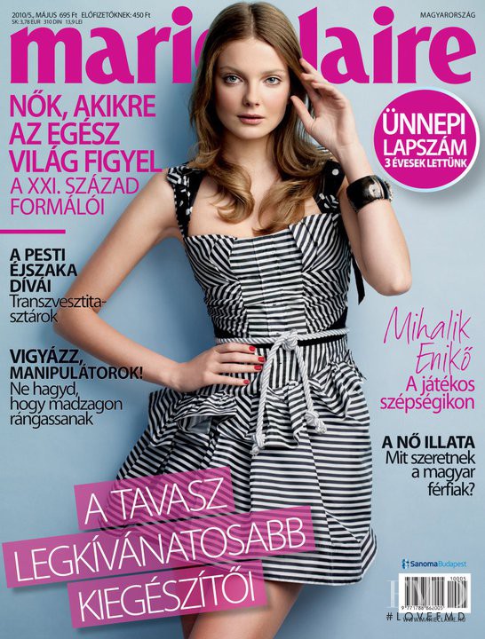 Eniko Mihalik featured on the Marie Claire Hungary cover from May 2010