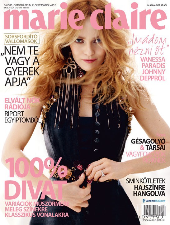 Vanessa Paradis featured on the Marie Claire Hungary cover from October 2010