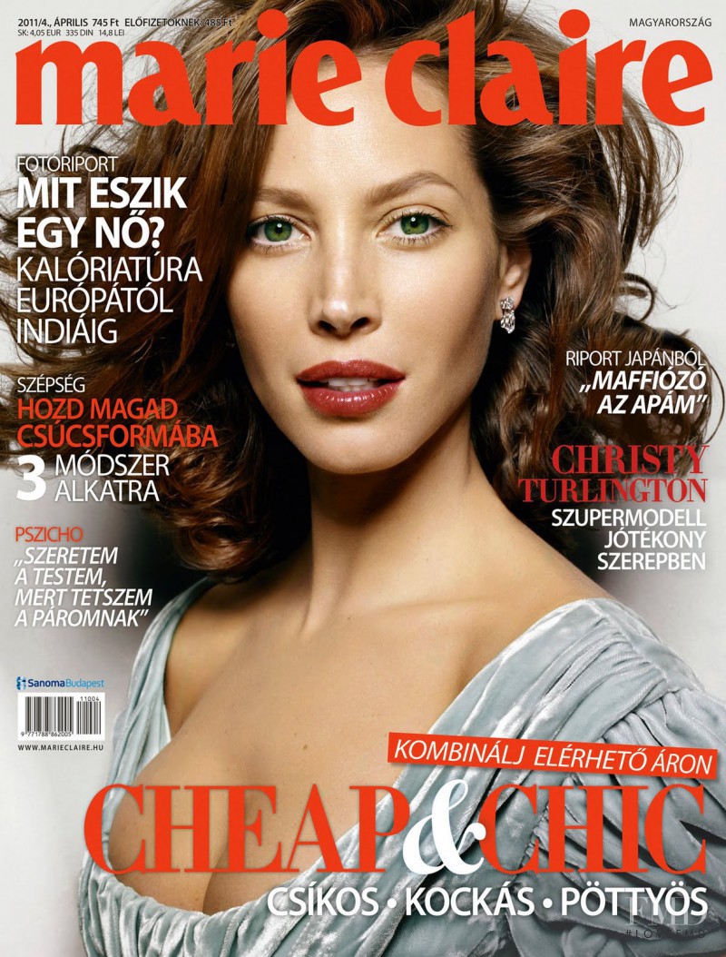 Christy Turlington featured on the Marie Claire Hungary cover from April 2011