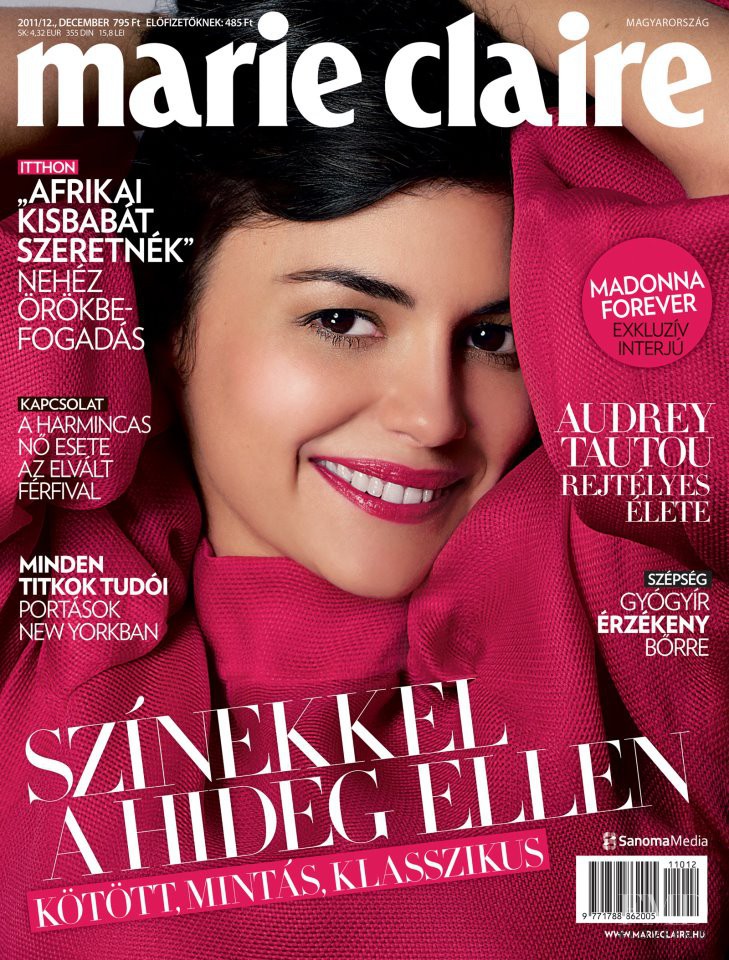 Audrey Tautou featured on the Marie Claire Hungary cover from December 2011