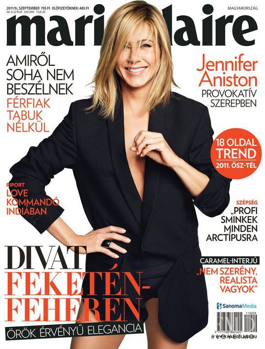 Jennifer Aniston featured on the Marie Claire Hungary cover from September 2011