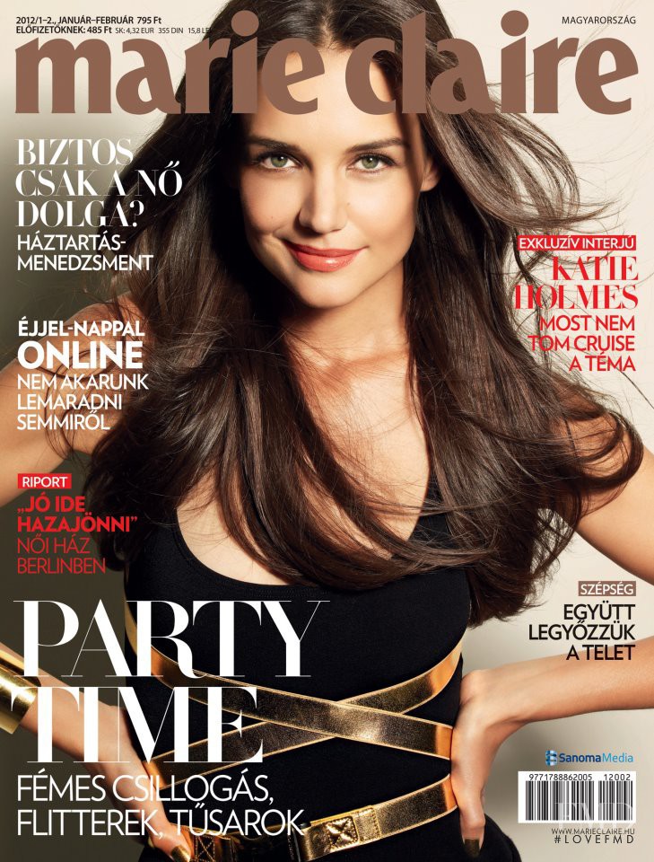 Katie Holmes featured on the Marie Claire Hungary cover from January 2012