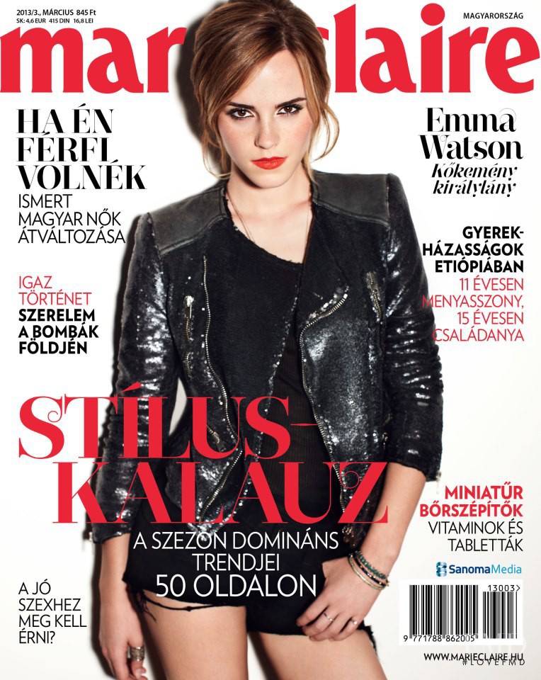 Emma Watson featured on the Marie Claire Hungary cover from March 2013