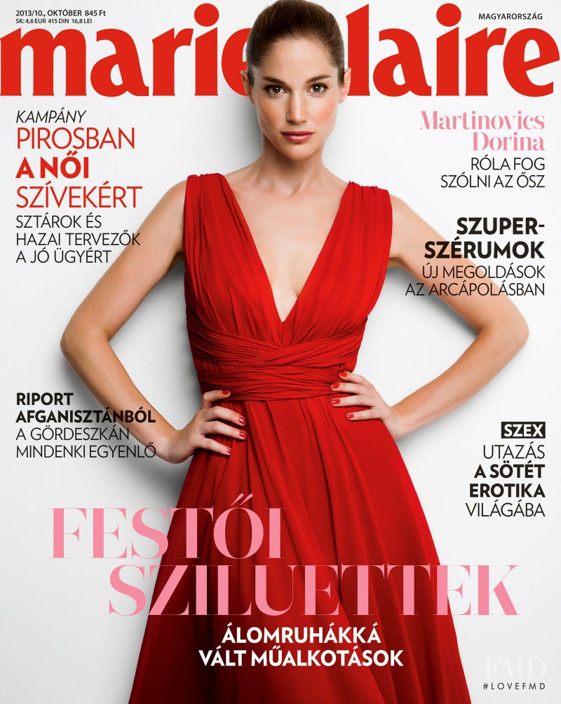 Dorina Martinovics featured on the Marie Claire Hungary cover from October 2013