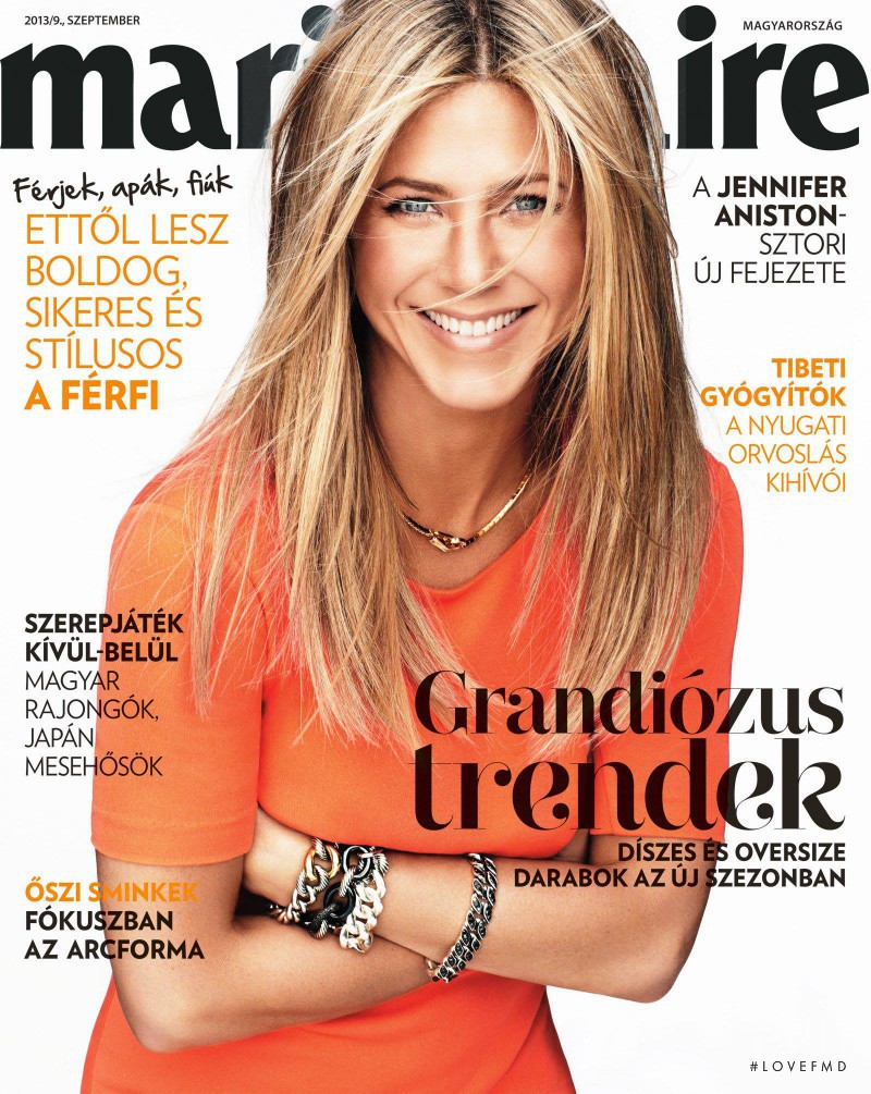 Jennifer Aniston featured on the Marie Claire Hungary cover from September 2013