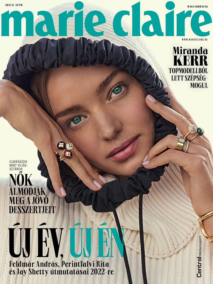 Miranda Kerr featured on the Marie Claire Hungary cover from December 2021