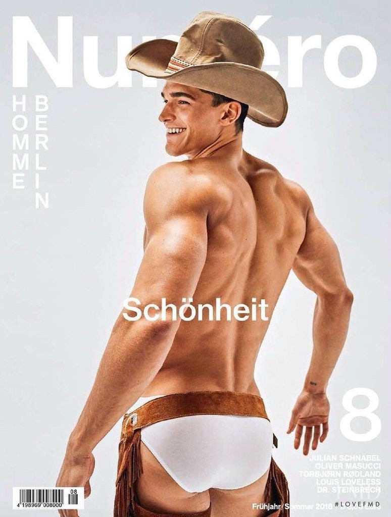 Trevor Signorino featured on the Numéro Homme Berlin cover from April 2018