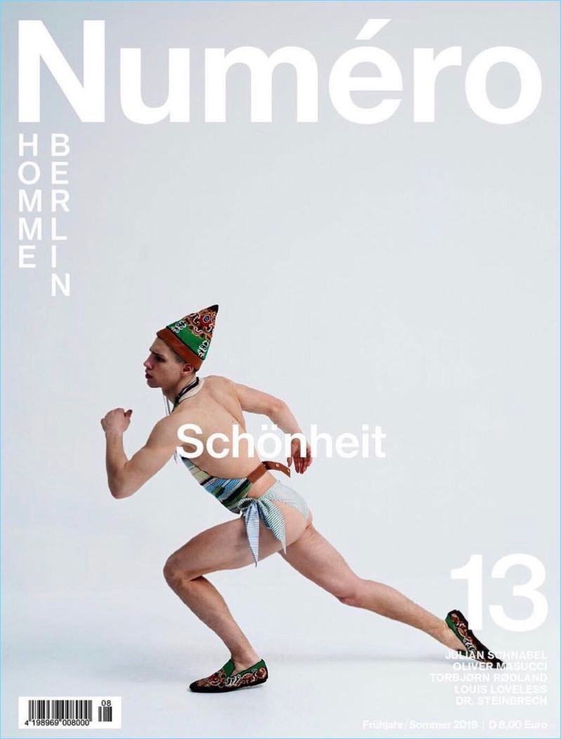 Augusta Alexander featured on the Numéro Homme Berlin cover from April 2018