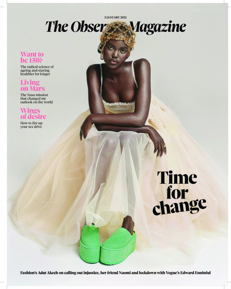Adut Akech Bior featured on the The Observer Magazine - The Guardian cover from January 2021