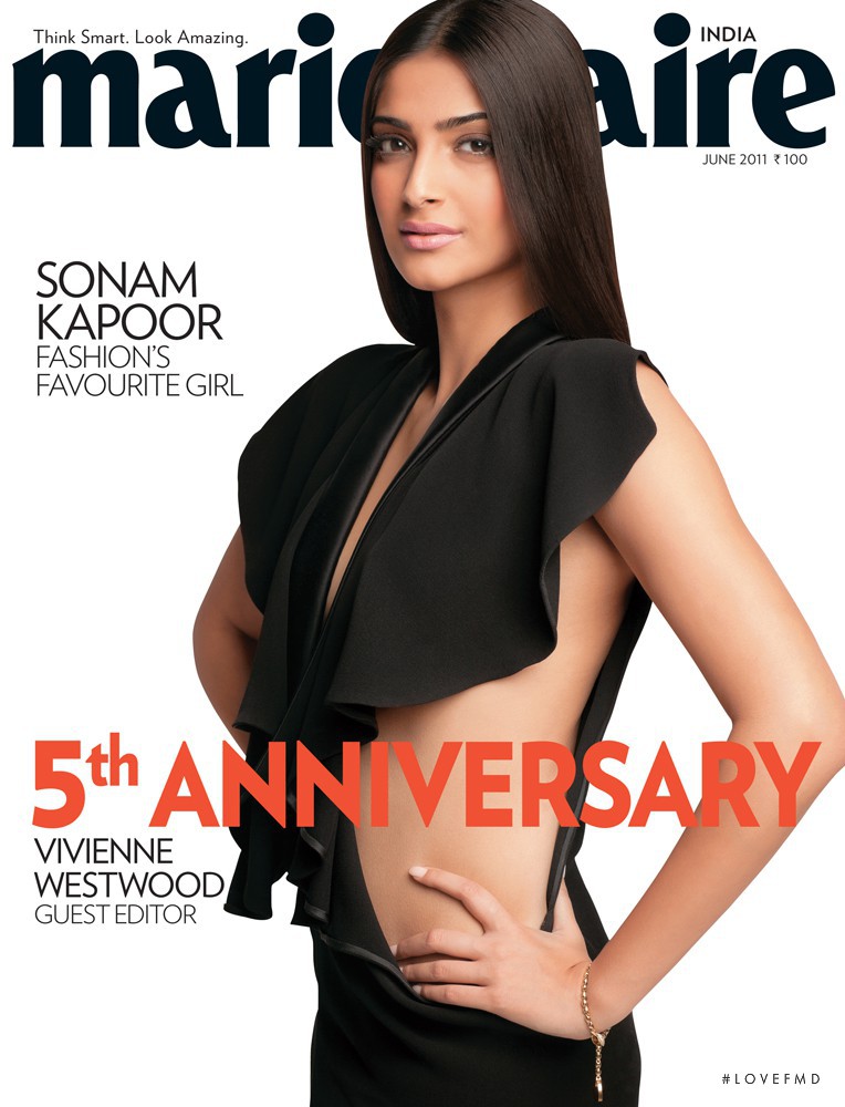 Sonam Kapoor featured on the Marie Claire India cover from June 2011