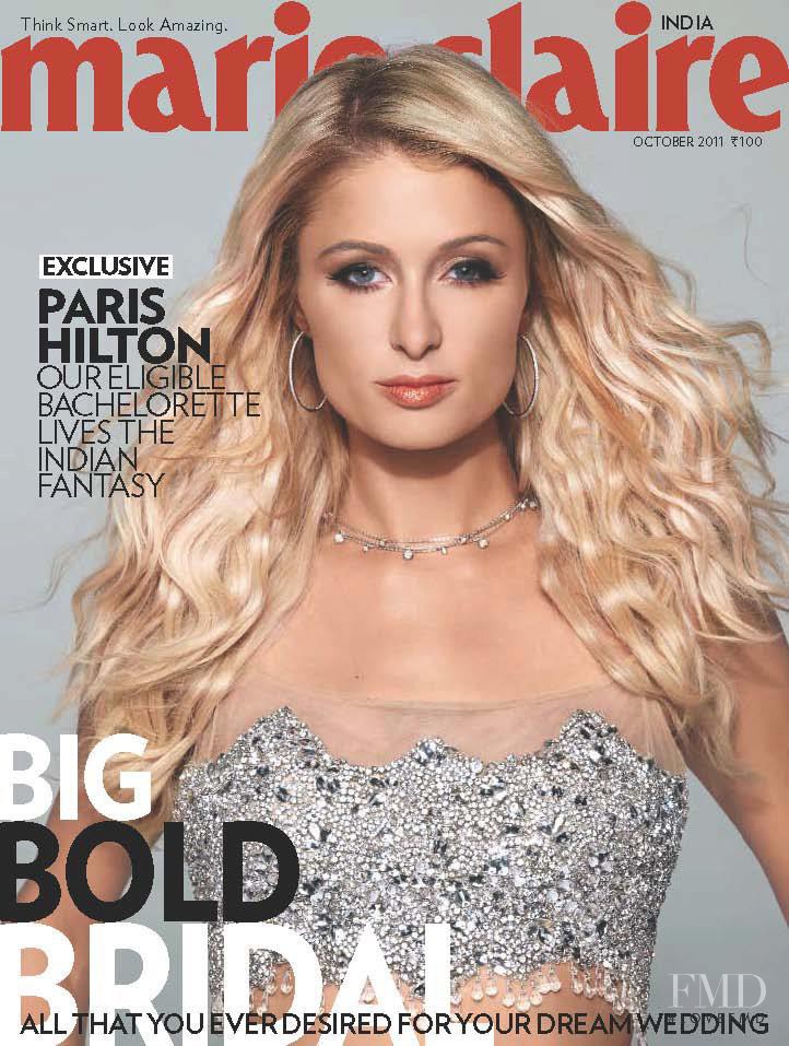 Paris Hilton featured on the Marie Claire India cover from October 2011