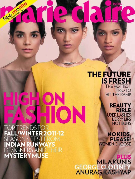 Anjum Fakih, Tara Kurian featured on the Marie Claire India cover from September 2011