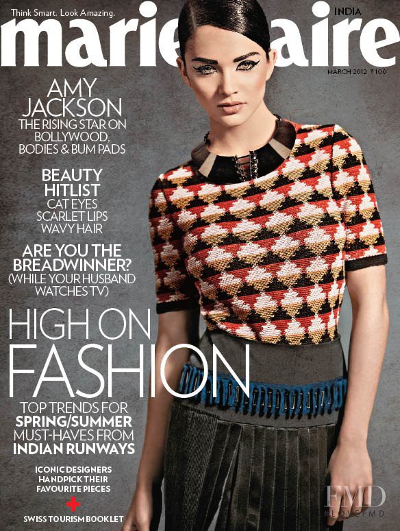 Amy Jackson featured on the Marie Claire India cover from March 2012