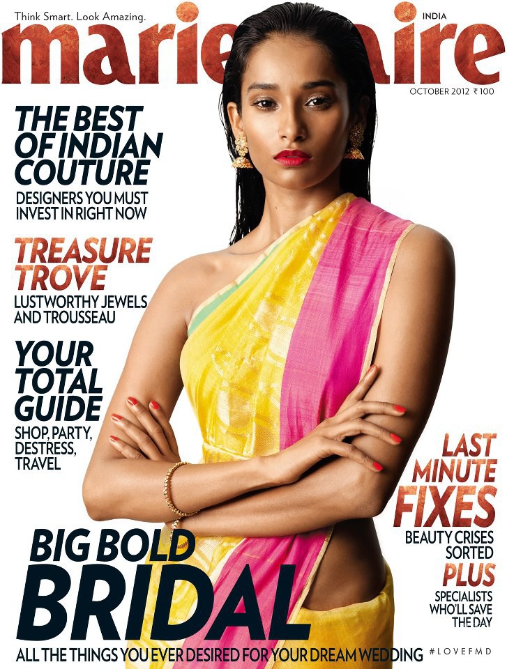 Nidhi Sunil featured on the Marie Claire India cover from October 2012