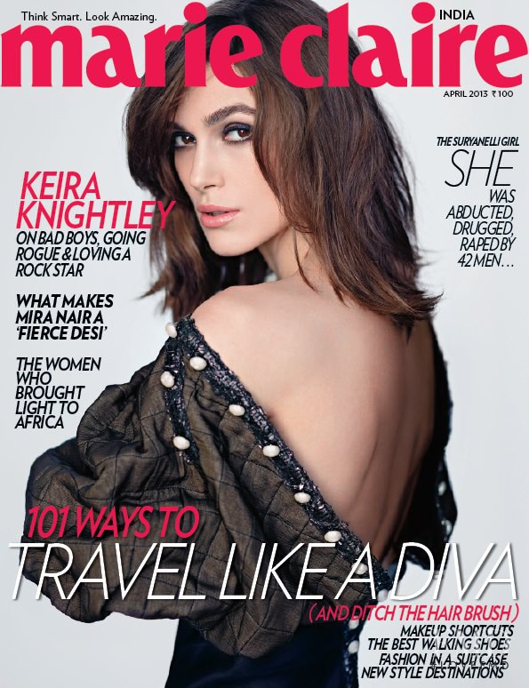 Keira Knightley featured on the Marie Claire India cover from April 2013