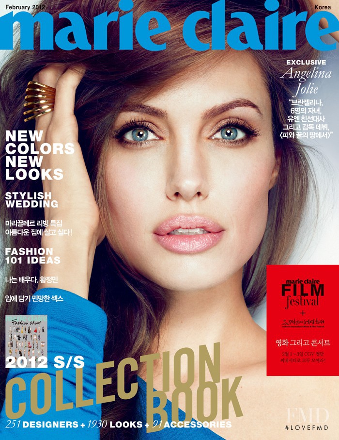 Angelina Jolie featured on the Marie Claire Korea cover from February 2012