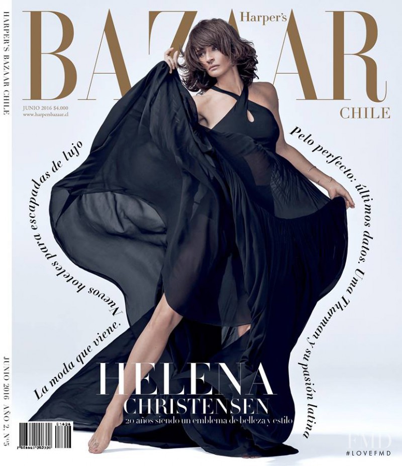 Helena Christensen featured on the Harper\'s Bazaar Chile cover from July 2016