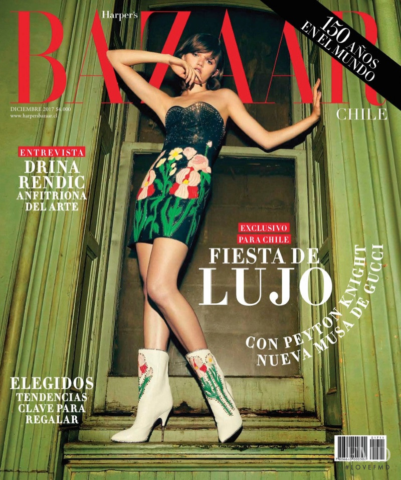Peyton Knight featured on the Harper\'s Bazaar Chile cover from December 2017