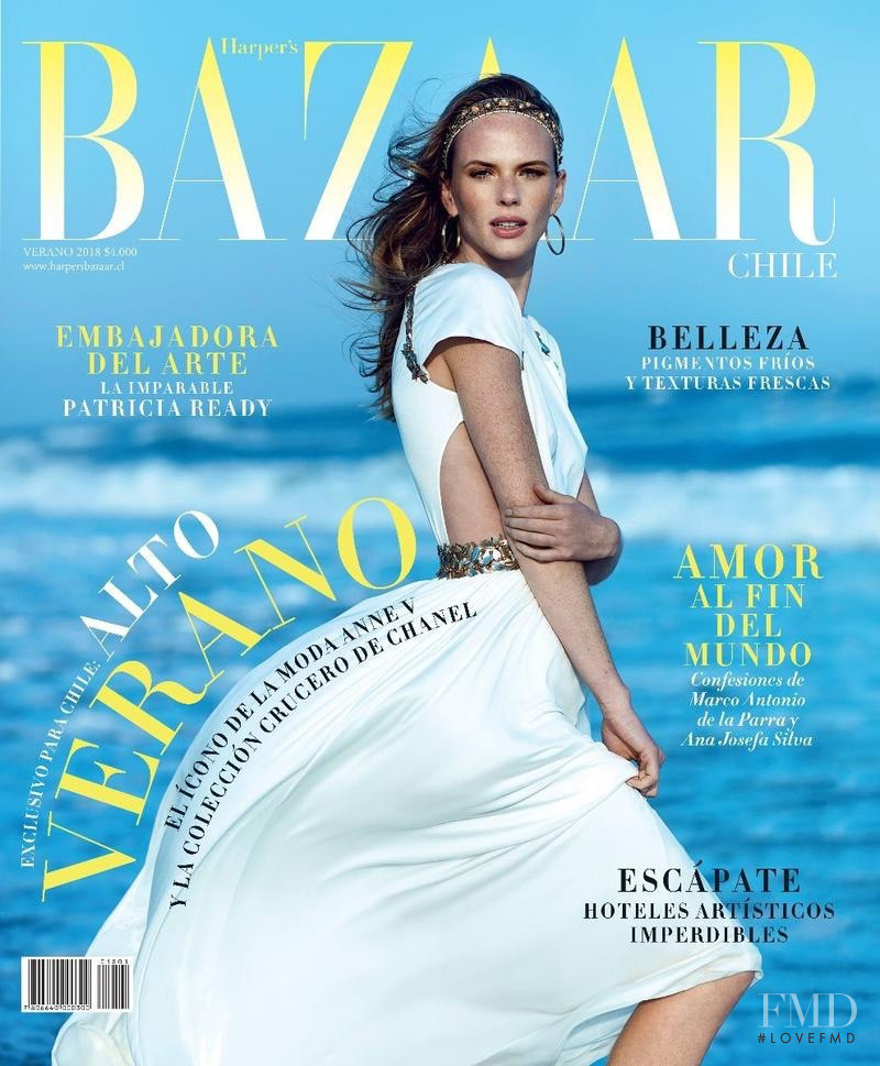 Anne Vyalitsyna featured on the Harper\'s Bazaar Chile cover from July 2018