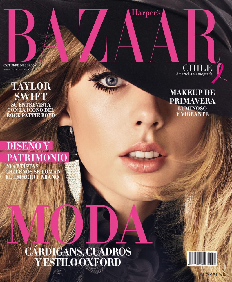 Taylor Swift  featured on the Harper\'s Bazaar Chile cover from October 2018