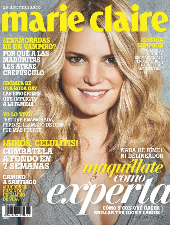 Jessica Simpson featured on the Marie Claire Mexico cover from July 2010
