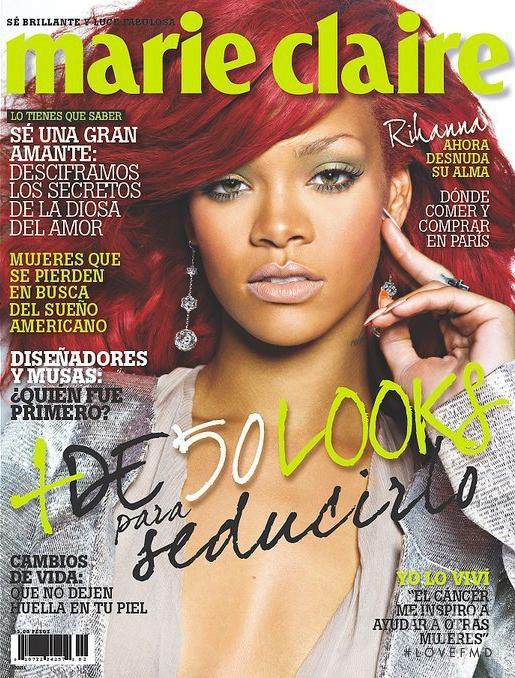 Rihanna featured on the Marie Claire Mexico cover from February 2011