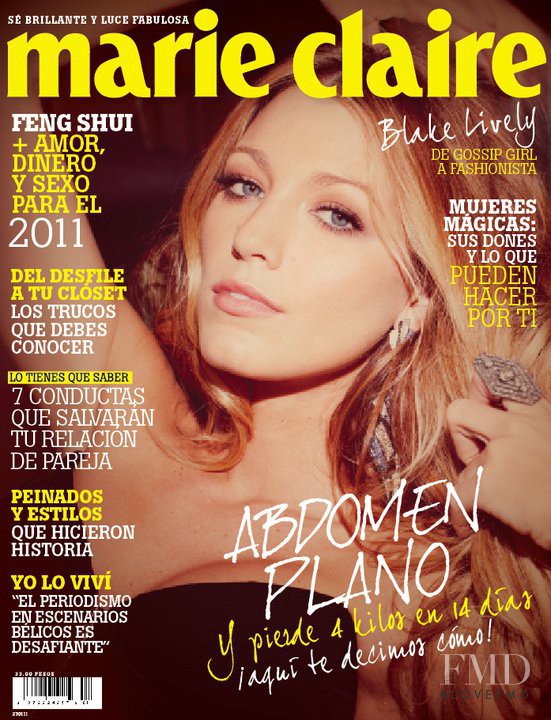 Blake Lively featured on the Marie Claire Mexico cover from January 2011