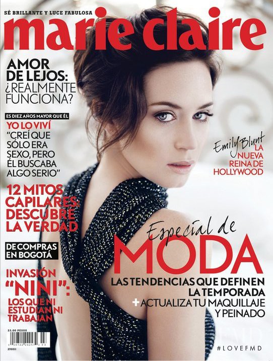 Emily Blunt featured on the Marie Claire Mexico cover from March 2011