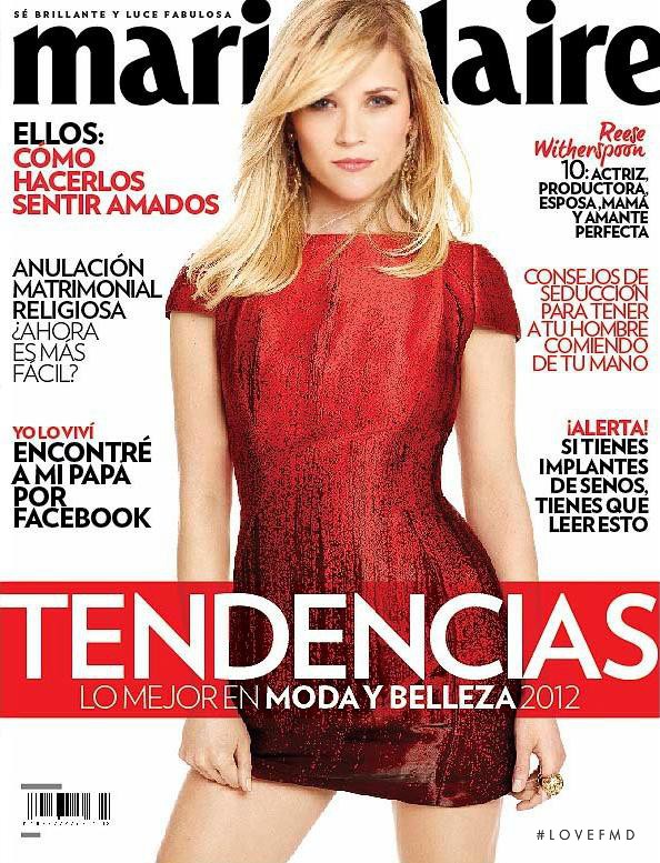 Reese Witherspoon featured on the Marie Claire Mexico cover from March 2012