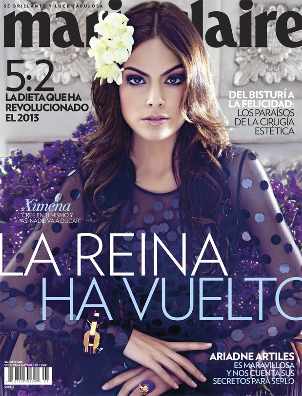 Ximena Navarrete featured on the Marie Claire Mexico cover from July 2013