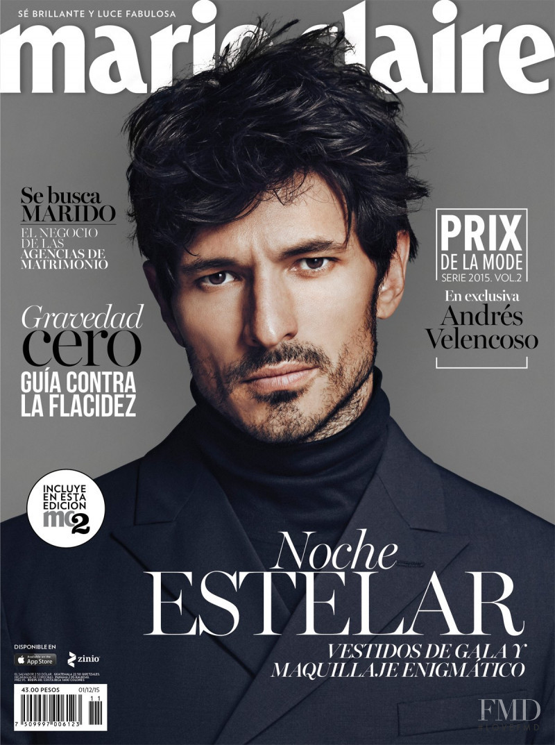 Andres Velencoso featured on the Marie Claire Mexico cover from November 2015