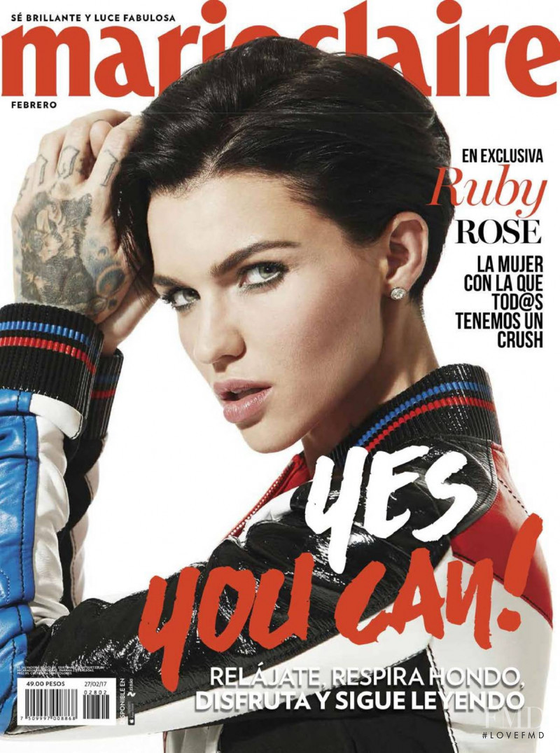 Ruby Rose featured on the Marie Claire Mexico cover from February 2017