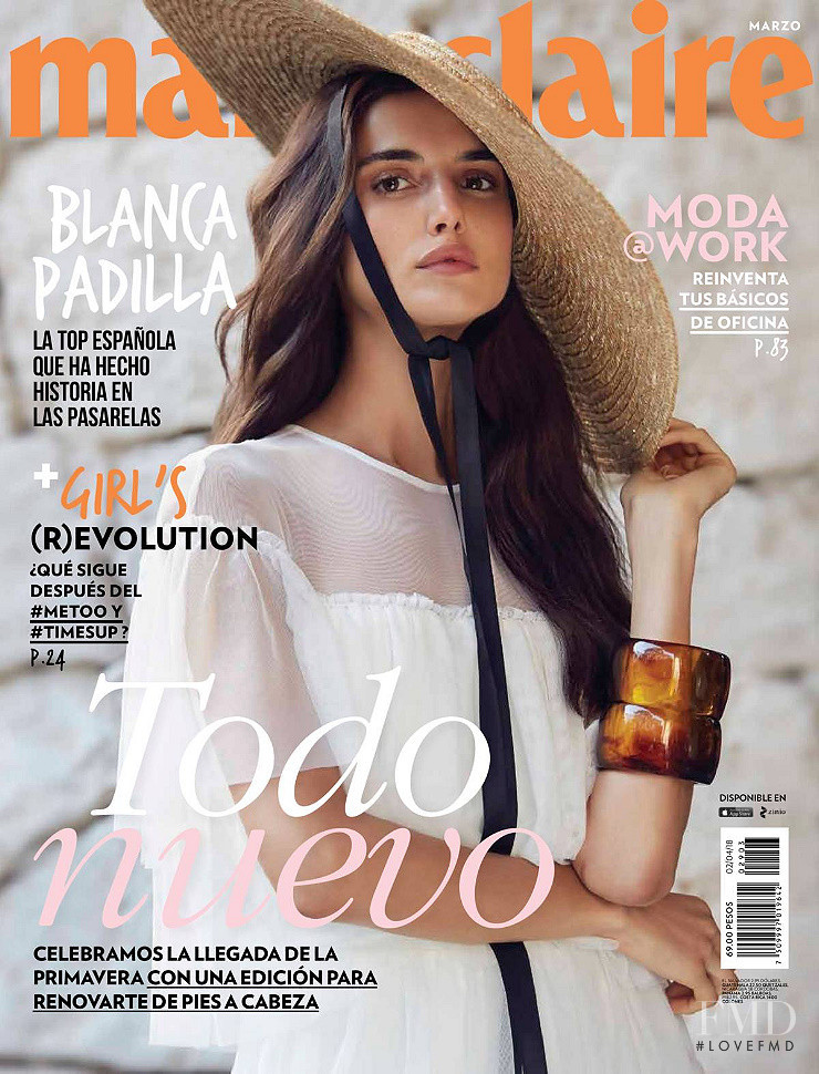 Blanca Padilla featured on the Marie Claire Mexico cover from March 2018