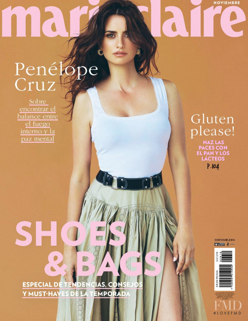 Penelope Cruz featured on the Marie Claire Mexico cover from November 2018