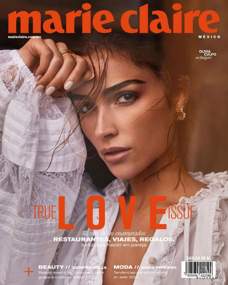 Olivia Culpo featured on the Marie Claire Mexico cover from February 2022