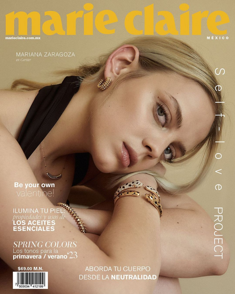 Mariana Zaragoza featured on the Marie Claire Mexico cover from February 2023