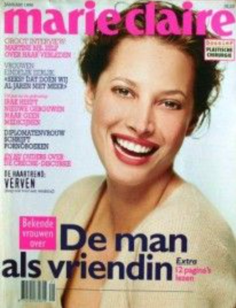 Christy Turlington featured on the Marie Claire Netherlands cover from January 1996