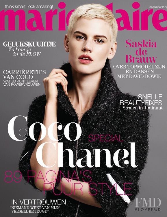 Saskia de Brauw featured on the Marie Claire Netherlands cover from December 2013