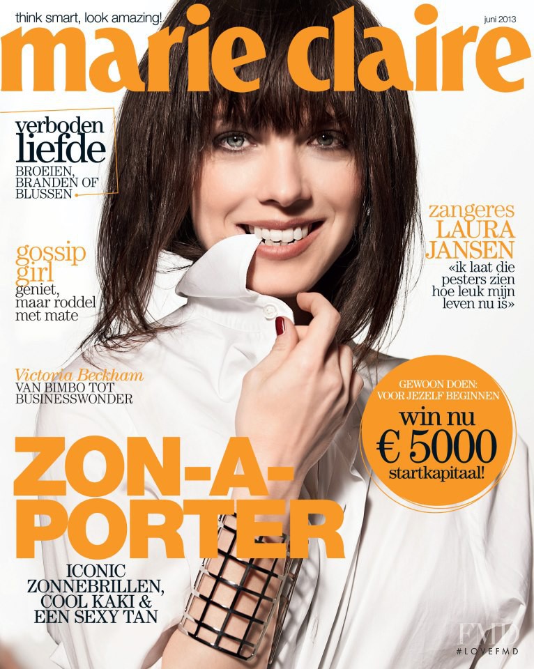 Laura Jansen featured on the Marie Claire Netherlands cover from June 2013