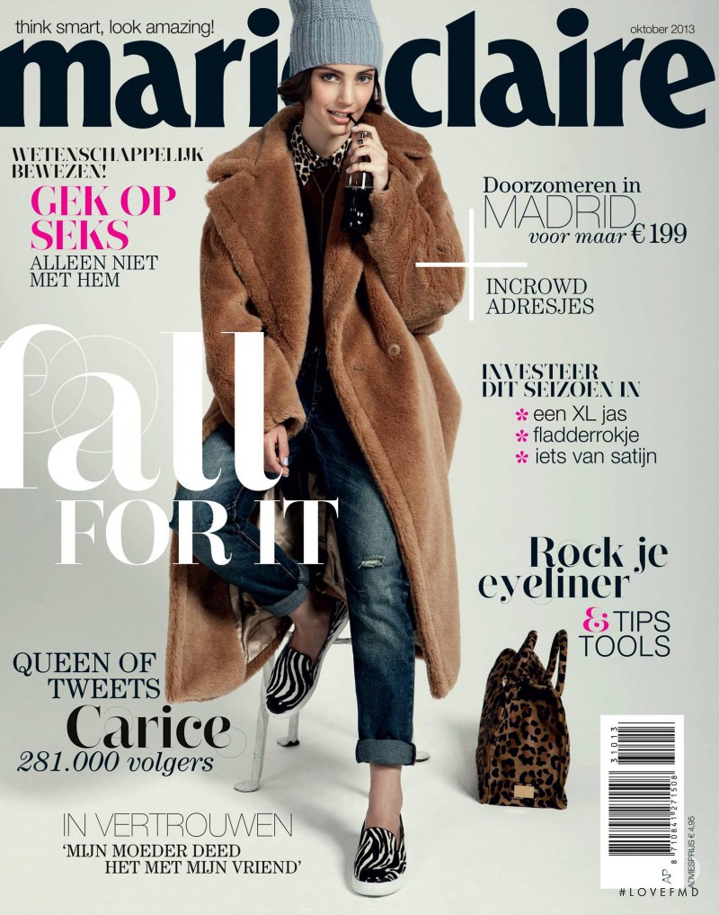 Astrid Baarsma featured on the Marie Claire Netherlands cover from October 2013