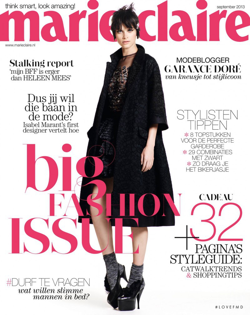 Benthe de Vries featured on the Marie Claire Netherlands cover from September 2013