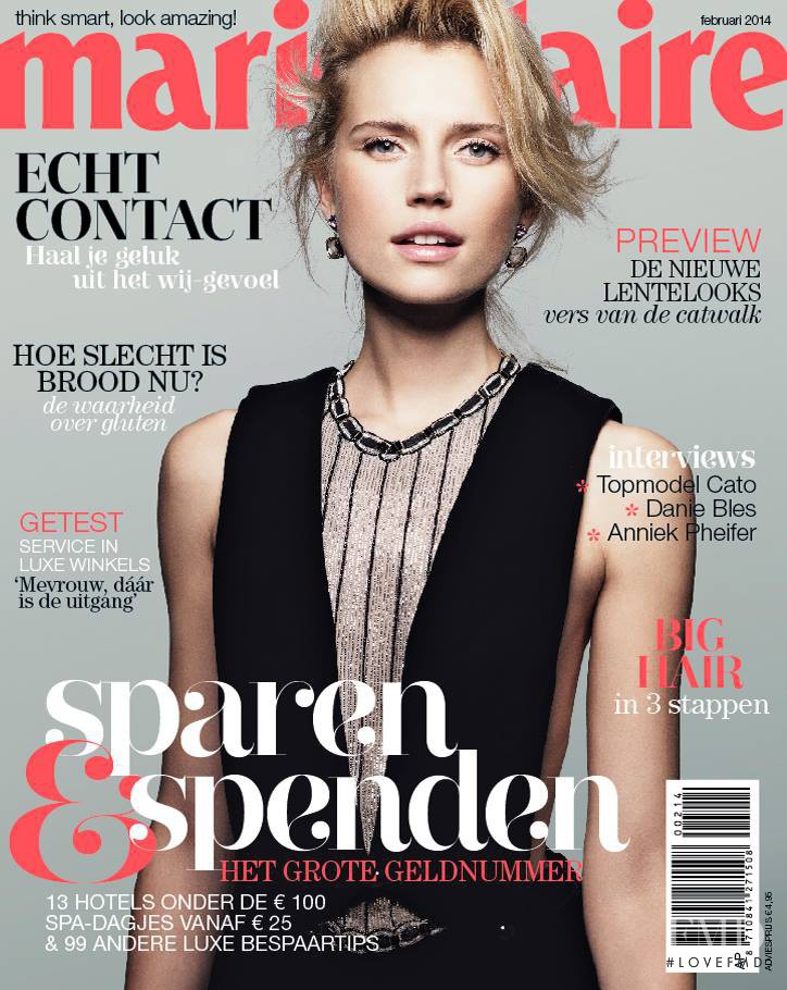 Cato van Ee featured on the Marie Claire Netherlands cover from February 2014