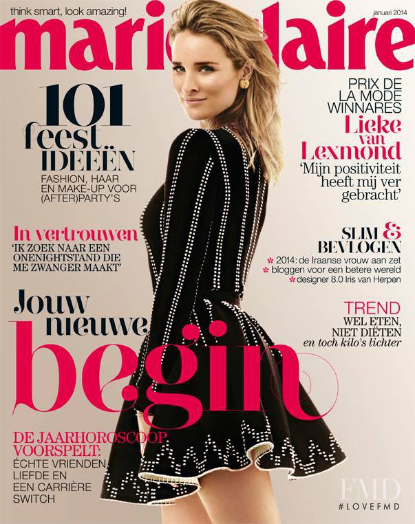 Lieke van Lexmond featured on the Marie Claire Netherlands cover from January 2014