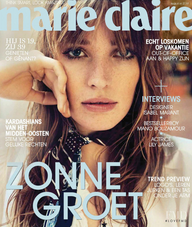 Alisa Ahmann featured on the Marie Claire Netherlands cover from August 2018