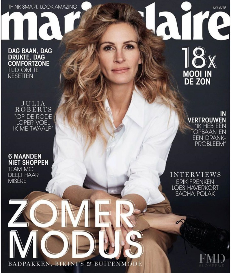 Julia Roberts featured on the Marie Claire Netherlands cover from June 2019